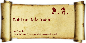 Mahler Nándor névjegykártya